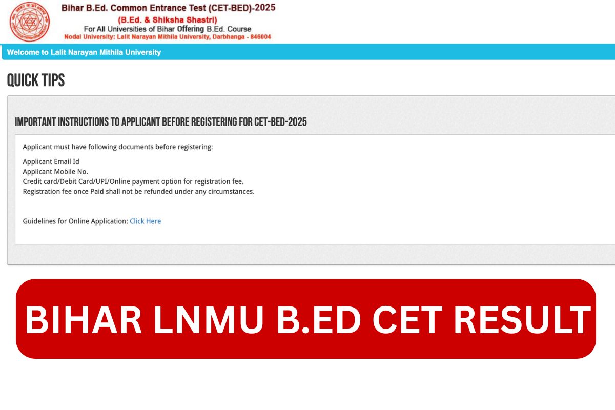⁠Bihar LNMU B.ed CET Result 2025: Merit List