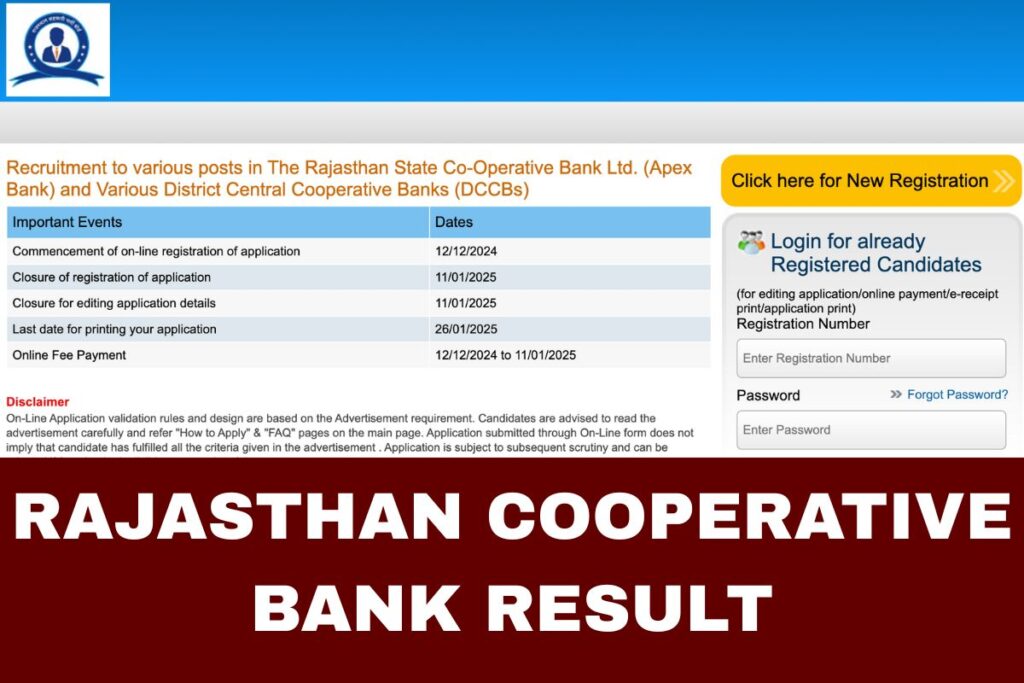 Rajasthan Cooperative Bank Result 2025, Cutoff Marks, Scorecard Download